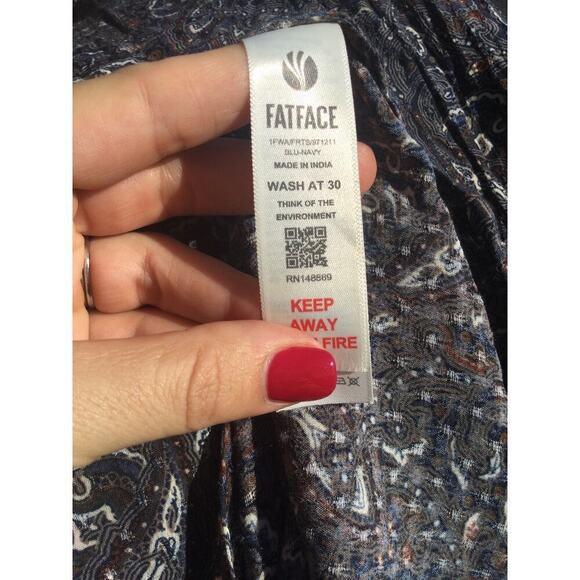 Fat Face Maxi skirt womens size 10 paisley gray grey modest long western boho - Picture 11 of 11